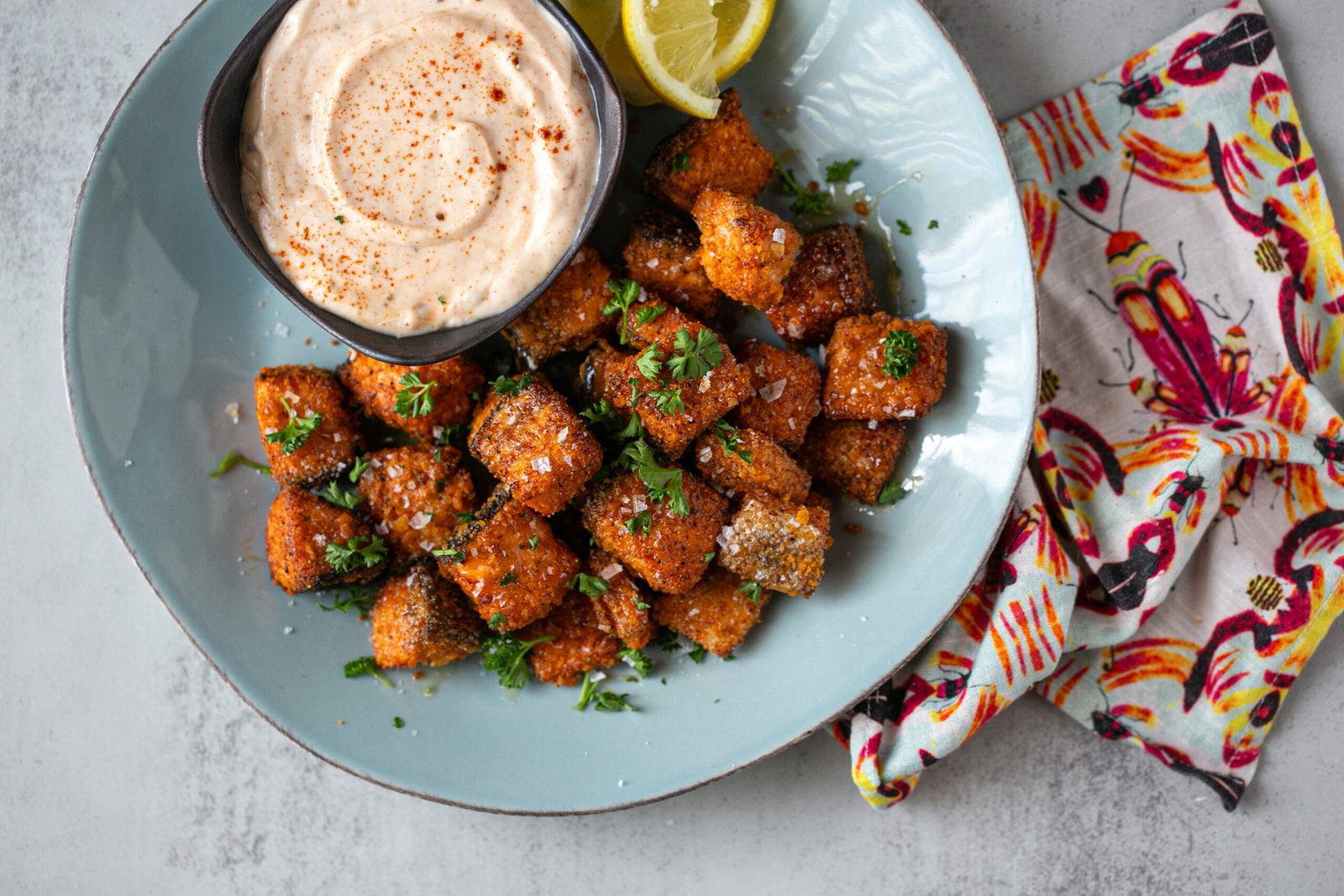 Crispy Hot Honey Salmon Tenders.