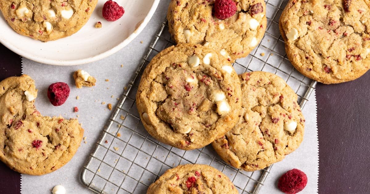 Brown Butter Raspberry White Chocolate Cookies