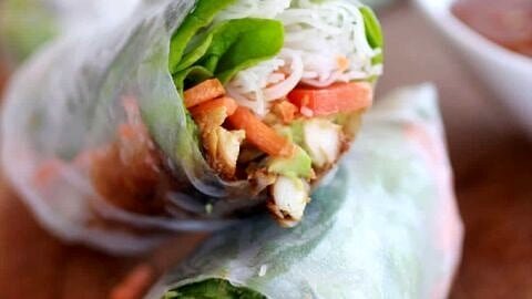 Non-Fried Springs Rolls with Vietnamese Chicken and Avocados